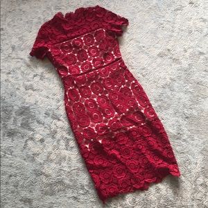 Red embroidered dress